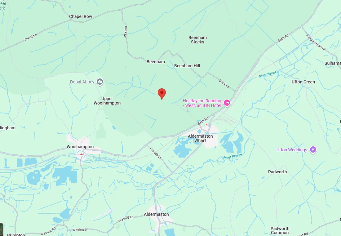 A map with a red marker on it.